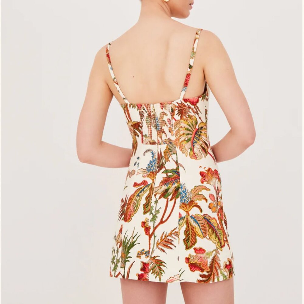 NWT Cara Cara Claudine Mini Dress - Fauna Floral Ivory Cocktail Party Vacation - Picture 3 of 7
